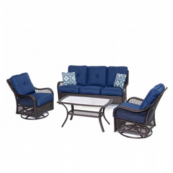 Hanover Hanover ORLEANS4PCSW-B-NVY Orleans 4 Piece Seating Set - Navy Blue ORLEANS4PCSW-B-NVY